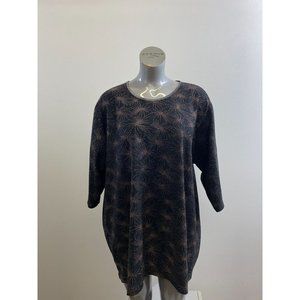 Bobby Brook Women's Vintage Sparkle Top Size 26W/28W Black Short Sleeve Polyeste